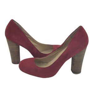 Steve Madden Katrin Red Suede Stacked Block Heel Women's Pumps Shoe Size 7.5M